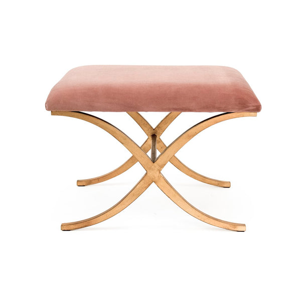 Amara Bench Gold Leaf on Metal, Rose Velvet CFH430 E272 V069 Zentique