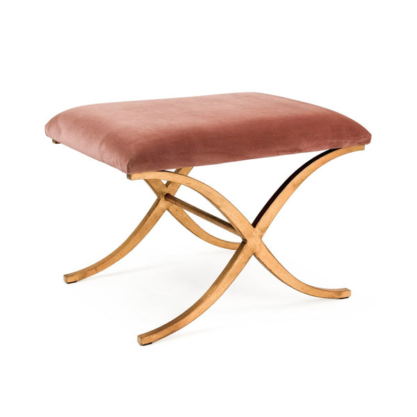 Amara Bench Gold Leaf on Metal, Rose Velvet CFH430 E272 V069 Zentique