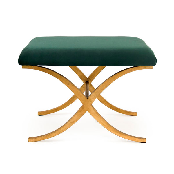 Amara Bench Gold Leaf on Metal, Blue Velvet CFH430 E272 V093 Zentique