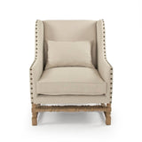 Francois Club Chair Limed Grey Oak, Natural Linen CFH464-1 E272 A003 Zentique