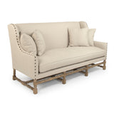 Francois Bench Limed Grey Oak, Natural Linen CFH464-3 E272 A003 Zentique