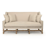 Francois Bench Limed Grey Oak, Natural Linen CFH464-3 E272 A003 Zentique