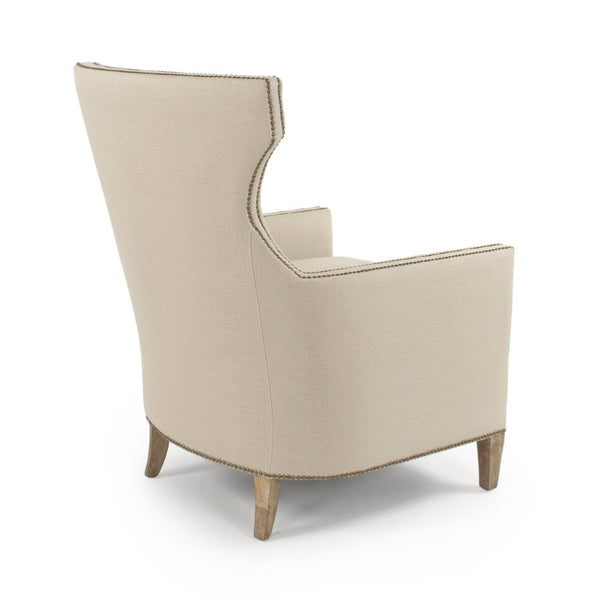 Zentique Aldrich Club Chair Linen Upholstered Solid Oak Frame — Classic Club Comfort, Supportive Deep Seat (96) CFH465 E272 A003