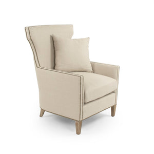 Zentique Aldrich Club Chair Linen Upholstered Solid Oak Frame — Classic Club Comfort, Supportive Deep Seat (96) CFH465 E272 A003
