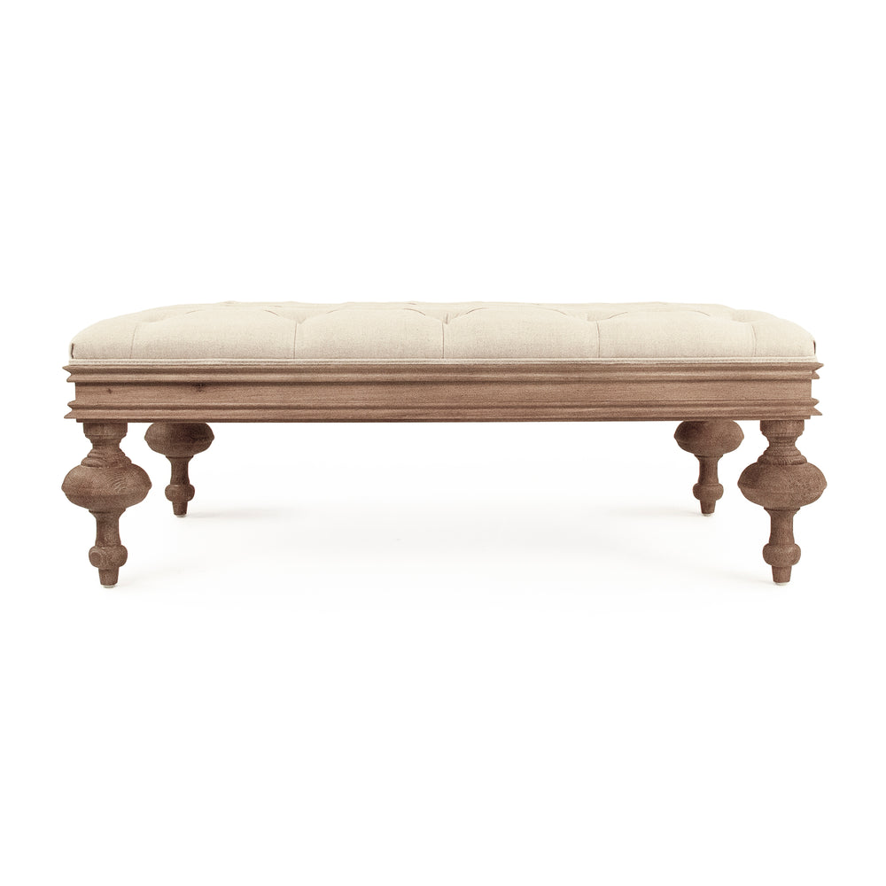 Lara Tufted Ottoman Limed Grey Oak, Natural Linen CT508-Z E272 A003 Zentique
