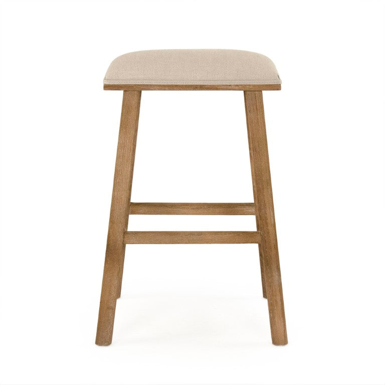 Zentique Jocelyn Oak Bar Stool with Linen Seat — Slim Nordic Design, Durable Solid Oak, Comfortable Ergonomic Seating 95 chars CFH519 Bar E272 A003