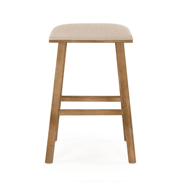 Zentique Jocelyn Oak Bar Stool with Linen Seat — Slim Nordic Design, Durable Solid Oak, Comfortable Ergonomic Seating 95 chars CFH519 Bar E272 A003