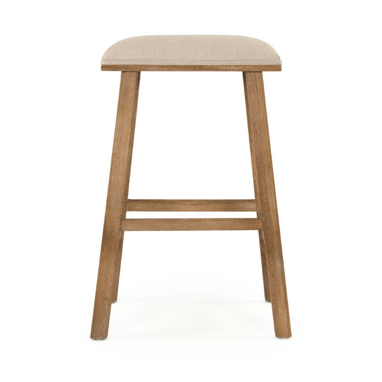 Zentique Jocelyn Oak Bar Stool with Linen Seat — Slim Nordic Design, Durable Solid Oak, Comfortable Ergonomic Seating 95 chars CFH519 Bar E272 A003