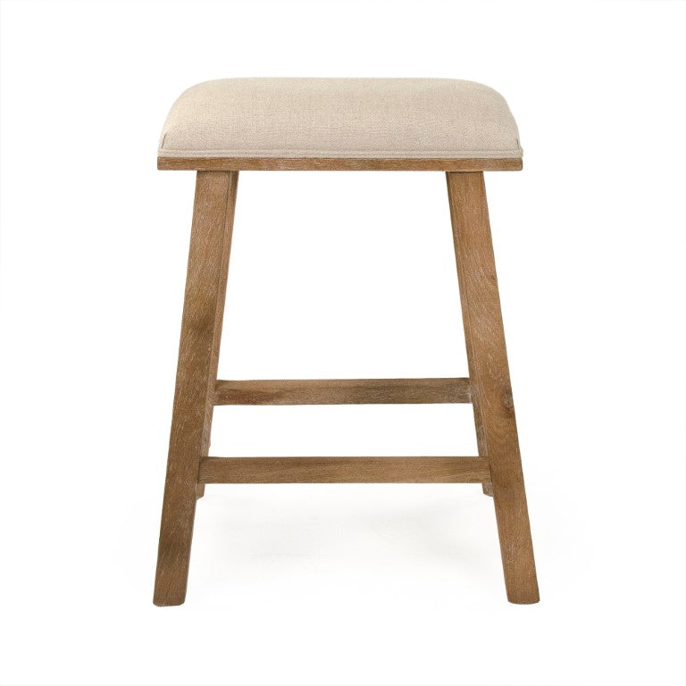 Zentique Jocelyn Natural Oak Counter Stool with Linen Upholstery, Ergonomic Padded Seat, Sturdy Joinery (97 chars) CFH519 Counter E272 A003