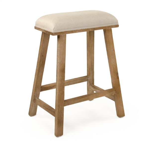 Zentique Jocelyn Natural Oak Counter Stool with Linen Upholstery, Ergonomic Padded Seat, Sturdy Joinery (97 chars) CFH519 Counter E272 A003