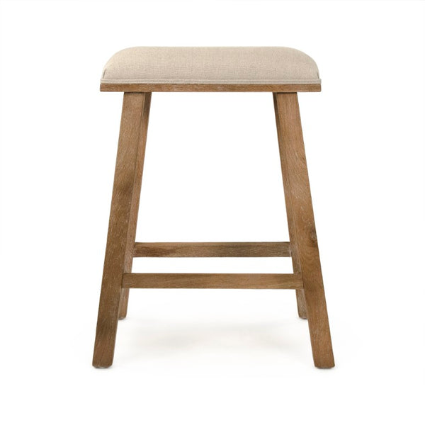 Zentique Jocelyn Natural Oak Counter Stool with Linen Upholstery, Ergonomic Padded Seat, Sturdy Joinery (97 chars) CFH519 Counter E272 A003