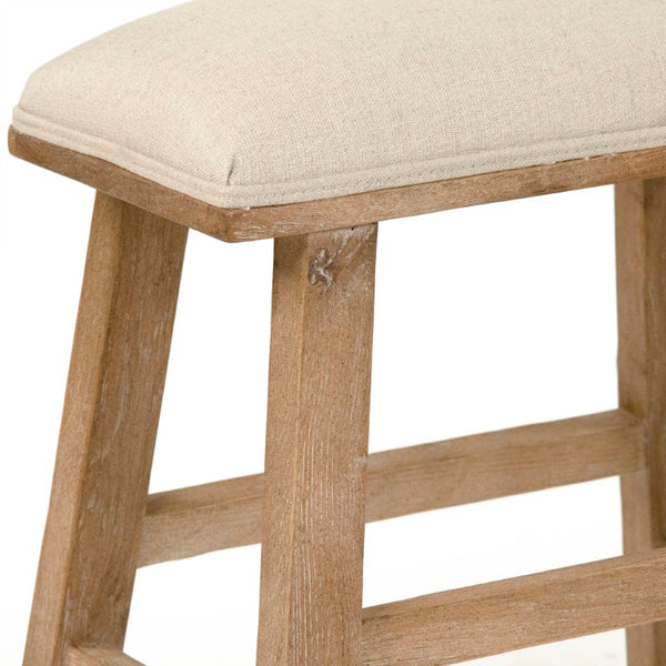 Zentique Jocelyn Oak Stool with Linen Upholstery — Compact, Scandinavian-Minimal Accent Seat for Living Spaces CFH519 E272 A003
