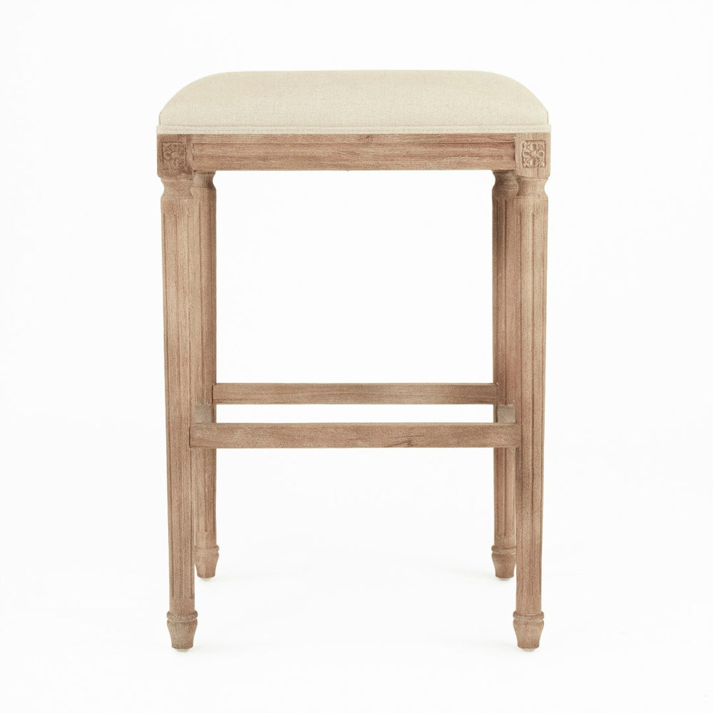 Louis Bar Stool Limed Grey Oak, Natural Linen CFH520 Bar E272 A003 Zentique