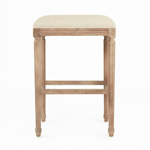 Louis Bar Stool Limed Grey Oak, Natural Linen CFH520 Bar E272 A003 Zentique