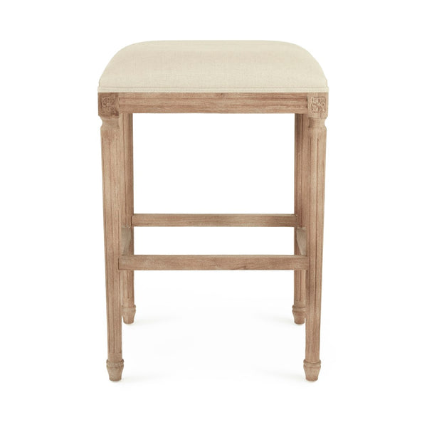 Louis Bar Stool Limed Grey Oak, Natural Linen CFH520 Bar E272 A003 Zentique