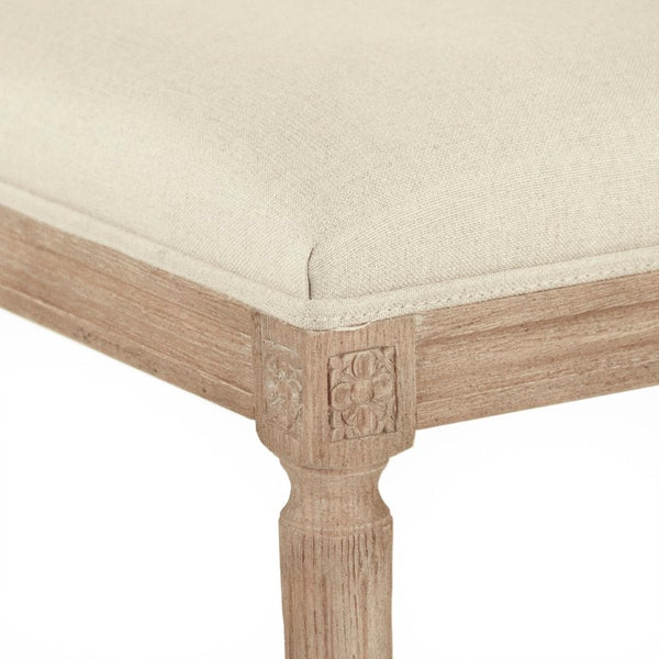 Zentique Louis Oak Bar Stool with Linen Seat — Classic Contoured Comfort, Durable Solid Frame for Kitchens W20 x H30 x D16.5 CFH520 Bar E272 A003
