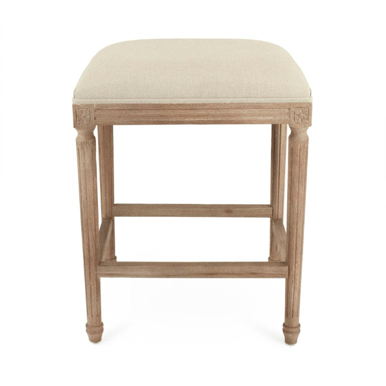 Zentique Louis Counter Stool — Solid Oak Frame with Linen Upholstery, Ergonomic Comfort & Timeless Style W20 x H25.5 x D16.5 CFH520 Counter E272 A003