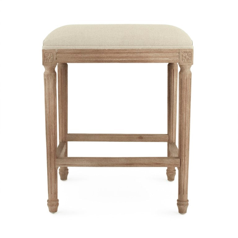 Zentique Louis Counter Stool — Solid Oak Frame with Linen Upholstery, Ergonomic Comfort & Timeless Style W20 x H25.5 x D16.5 CFH520 Counter E272 A003