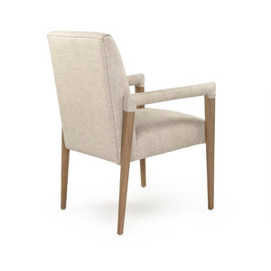 Zentique Jackson Oak Arm Chair with Linen Upholstery — Compact, Ergonomic Design, Solid Oak Craftsmanship CFH526 E255-10 A015-A