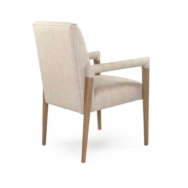 Zentique Jackson Oak Arm Chair with Linen Upholstery — Compact, Ergonomic Design, Solid Oak Craftsmanship CFH526 E255-10 A015-A