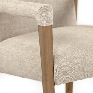 Zentique Jackson Oak Arm Chair with Linen Upholstery — Compact, Ergonomic Design, Solid Oak Craftsmanship CFH526 E255-10 A015-A