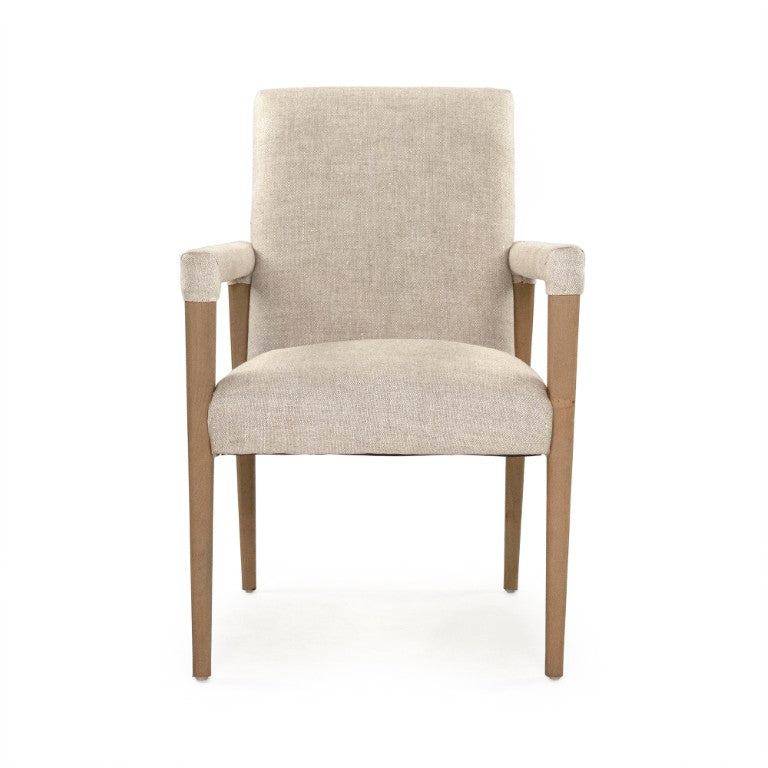 Zentique Jackson Oak Arm Chair with Linen Upholstery — Compact, Ergonomic Design, Solid Oak Craftsmanship CFH526 E255-10 A015-A