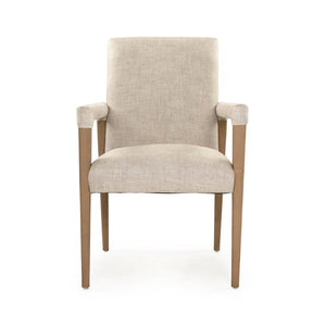 Zentique Jackson Oak Arm Chair with Linen Upholstery — Compact, Ergonomic Design, Solid Oak Craftsmanship CFH526 E255-10 A015-A