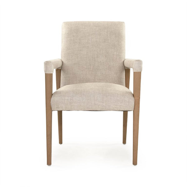 Zentique Jackson Oak Arm Chair with Linen Upholstery — Compact, Ergonomic Design, Solid Oak Craftsmanship CFH526 E255-10 A015-A