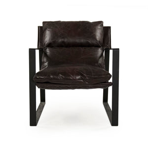 Owen Lounge Chair Matte Black Metal, Top Grain Leather CFH531 H4 CP066 Zentique