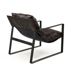 Zentique Owen Top-Grain Leather Lounge Chair with Metal Frame, Ergonomic Support, Compact 28"x35" Design CFH531 H4 CP066