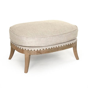 Zentique Miranda Linen Ottoman with Solid Oak Frame — Versatile Footrest, Extra Seating & Low-Profile Accent (98 chars) CFH535-O E272 A015-A