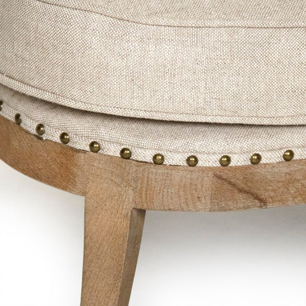 Zentique Miranda Linen Ottoman with Solid Oak Frame — Versatile Footrest, Extra Seating & Low-Profile Accent (98 chars) CFH535-O E272 A015-A