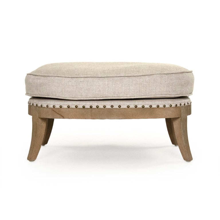 Zentique Miranda Linen Ottoman with Solid Oak Frame — Versatile Footrest, Extra Seating & Low-Profile Accent (98 chars) CFH535-O E272 A015-A