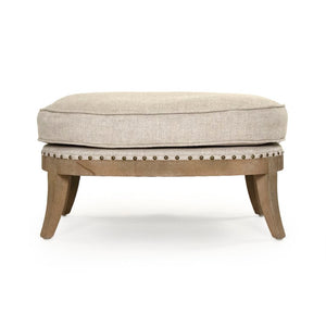 Zentique Miranda Linen Ottoman with Solid Oak Frame — Versatile Footrest, Extra Seating & Low-Profile Accent (98 chars) CFH535-O E272 A015-A
