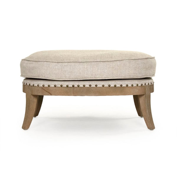 Zentique Miranda Linen Ottoman with Solid Oak Frame — Versatile Footrest, Extra Seating & Low-Profile Accent (98 chars) CFH535-O E272 A015-A