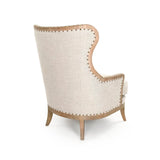 Miranda Wing Chair Limed Grey Oak, Natural Cream Linen CFH535 E272 A015-A Zentique