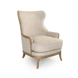 Zentique Miranda Wing Chair — Linen Upholstery on Solid Oak Frame, Plush Wingback Comfort for Living Spaces CFH535 E272 A015-A