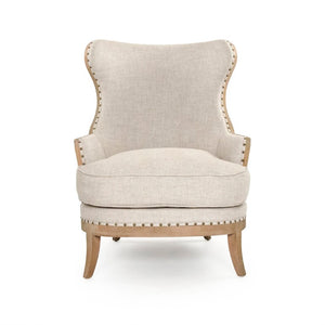 Zentique Miranda Wing Chair — Linen Upholstery on Solid Oak Frame, Plush Wingback Comfort for Living Spaces CFH535 E272 A015-A