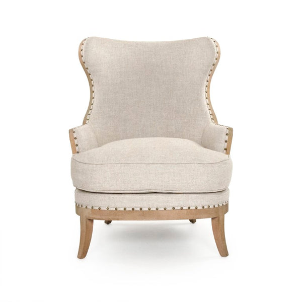 Zentique Miranda Wing Chair — Linen Upholstery on Solid Oak Frame, Plush Wingback Comfort for Living Spaces CFH535 E272 A015-A