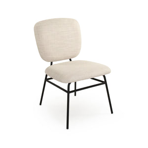 April Side Chair Matte Black Metal, Off-White Polyester CFH547 H4 C128 Zentique