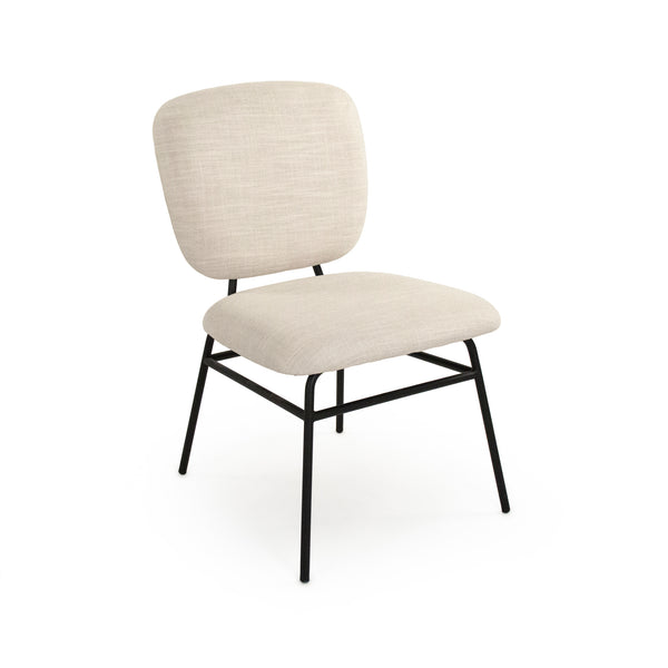 April Side Chair Matte Black Metal, Off-White Polyester CFH547 H4 C128 Zentique