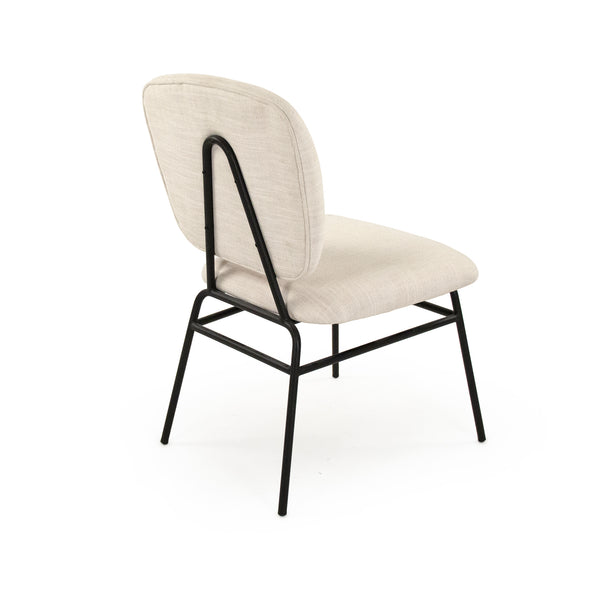 April Side Chair Matte Black Metal, Off-White Polyester CFH547 H4 C128 Zentique