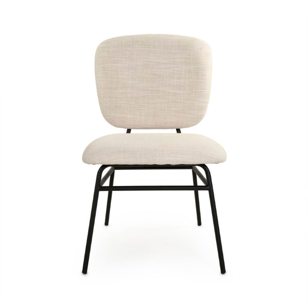 Zentique April Metal Frame Side Chair — Padded Polyester Upholstery, Neutral Modern Design, Stable Comfort for Dining & Office (W19" H31.5" D22") CFH547 H4 C128