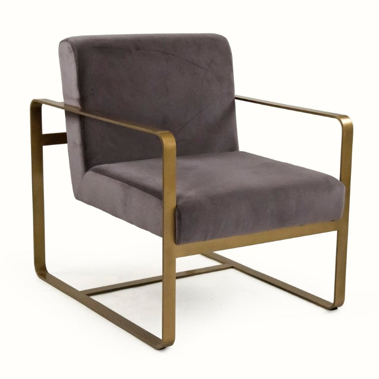 Zentique Richard Club Chair — Velvet Upholstered Metal Frame Lounge Seat, Plush Ergonomic Cushioning for Living Rooms (96 characters) CFH552 H11-2 V007