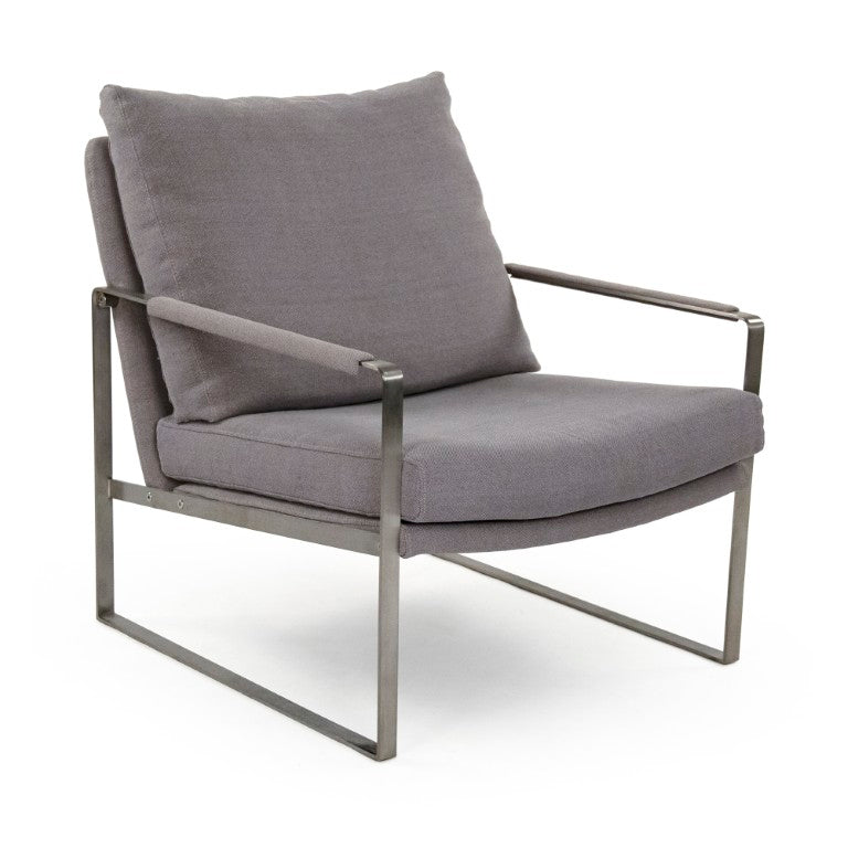 Zentique Preston Arm Chair with Metal Frame, Polyester Upholstery, Tailored Modern Comfort for Living Spaces CFH591 A118-IRON