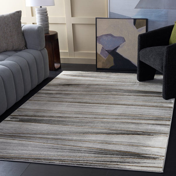 Safavieh Craft Power Loomed Polypropylene Runner Rug in Solid Grey Gold for Modern Hallways 5'-3" x 7'-6" CFT822F-5
