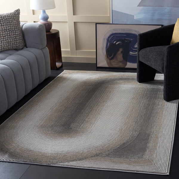 Safavieh Craft Power Loomed Polypropylene Runner Rug in Grey Gold for Hallway Entryway Use 5'-3" x 7'-6" CFT828F-5