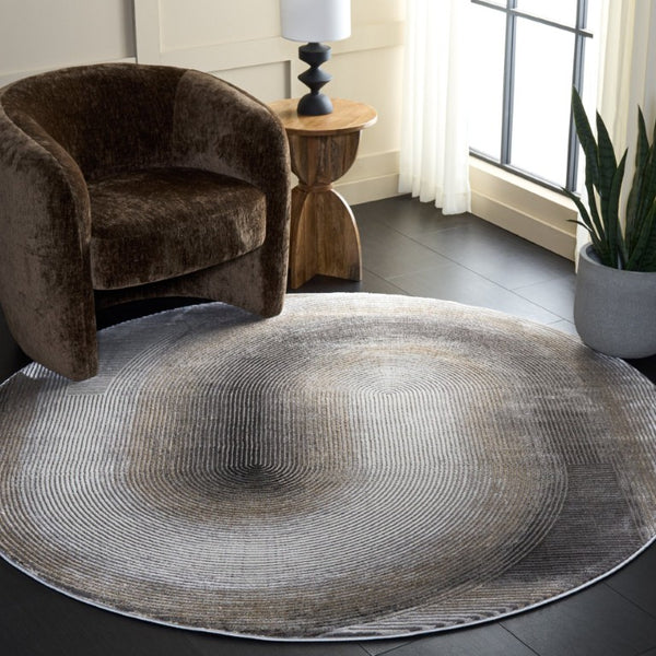 Safavieh Craft Power Loomed Polypropylene Runner Rug in Grey Gold for Hallway Entryway Use 6'-7" x 6'-7" - Round CFT828F-7R