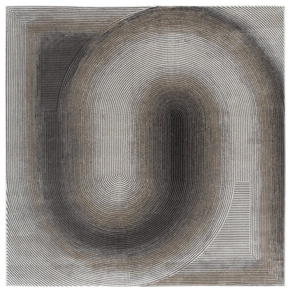 Safavieh Craft Power Loomed Polypropylene Runner Rug in Grey Gold for Hallway Entryway Use 6'-7" x 6'-7" - Square CFT828F-7SQ