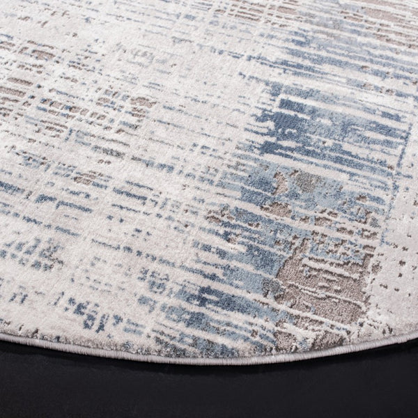 Safavieh Craft Abstract Grey Blue Round Rug Power Loomed Polypropylene Urban Modern Accent CFT874F-4R